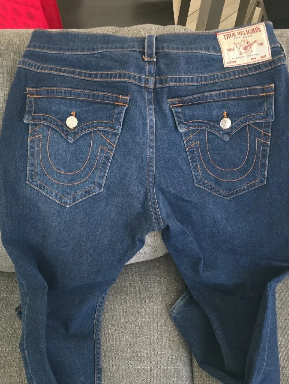 True Religion Men's Relaxed Dark Blue Jeans